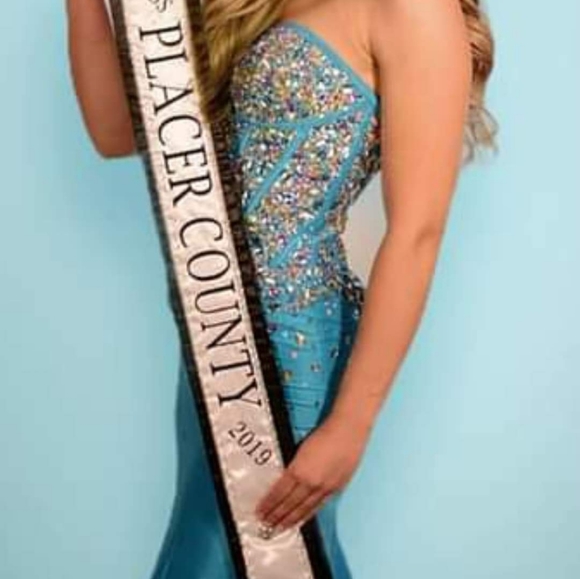 Aqua Blue Jovani Pageant Gown - Picture 2 of 4